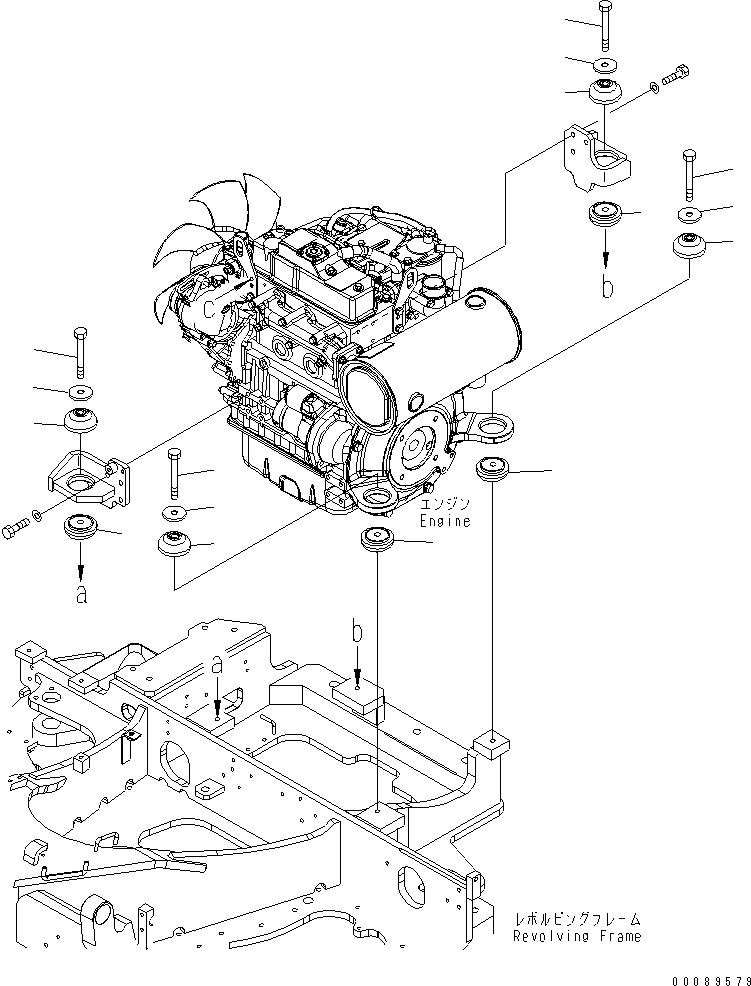 Excavators Komatsu / PC35MR-3 S/N 15001-16594 (For N.America, Cab spec.)(pc35mr6c) / ENGINE MOUNTING PARTS(#16501-)(030130 : B0100-01A0A)