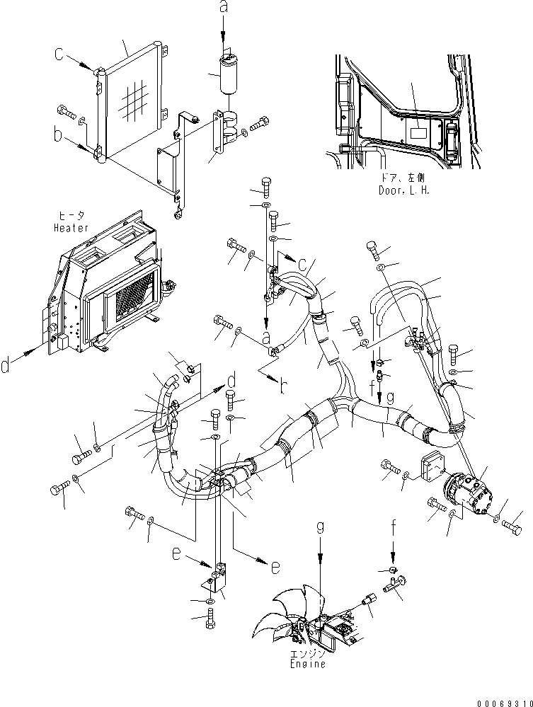 Excavators Komatsu / PC35MR-3 S/N 15001-16594 (For N.America, Cab spec.)(pc35mr6c) / AIR CONDITIONER (PIPING) (CAB)(#15001-16500)(210770 : K0700-01A1)