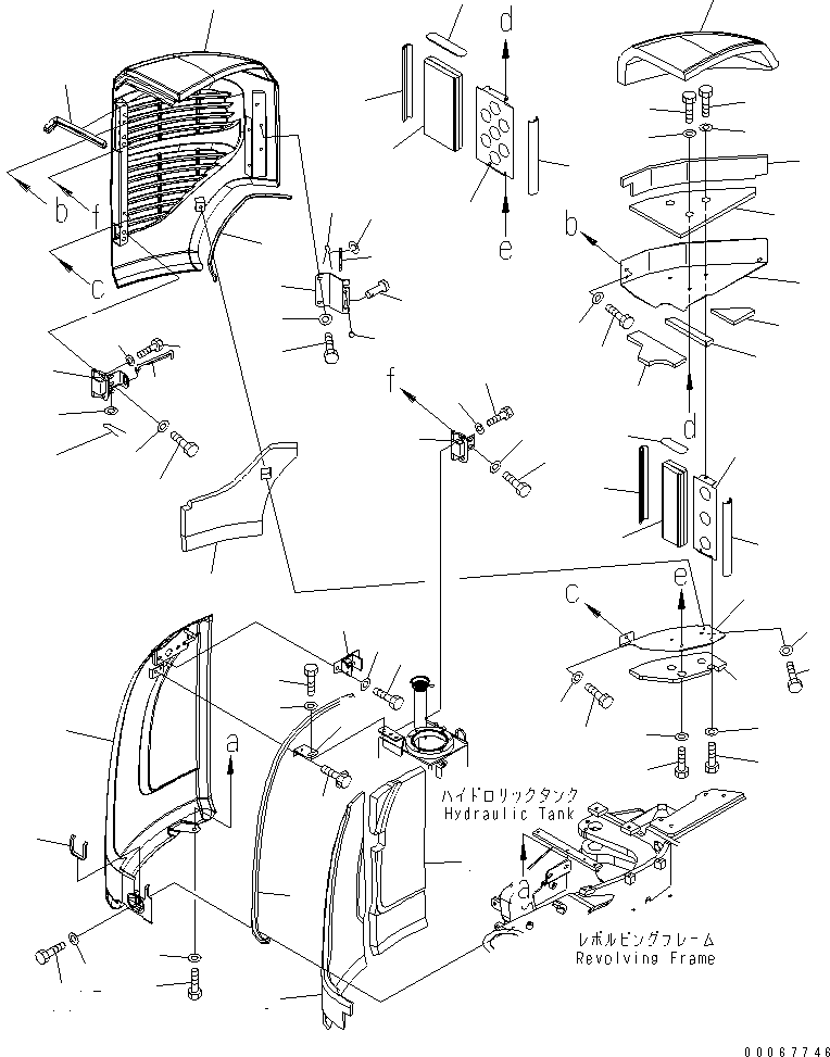 Excavators Komatsu / PC35MR-3 S/N 15001-16594 (For N.America, Cab spec.)(pc35mr6c) / RIGHT SIDE COVER (1/2)(#15001-)(240040 : M1140-01A1)