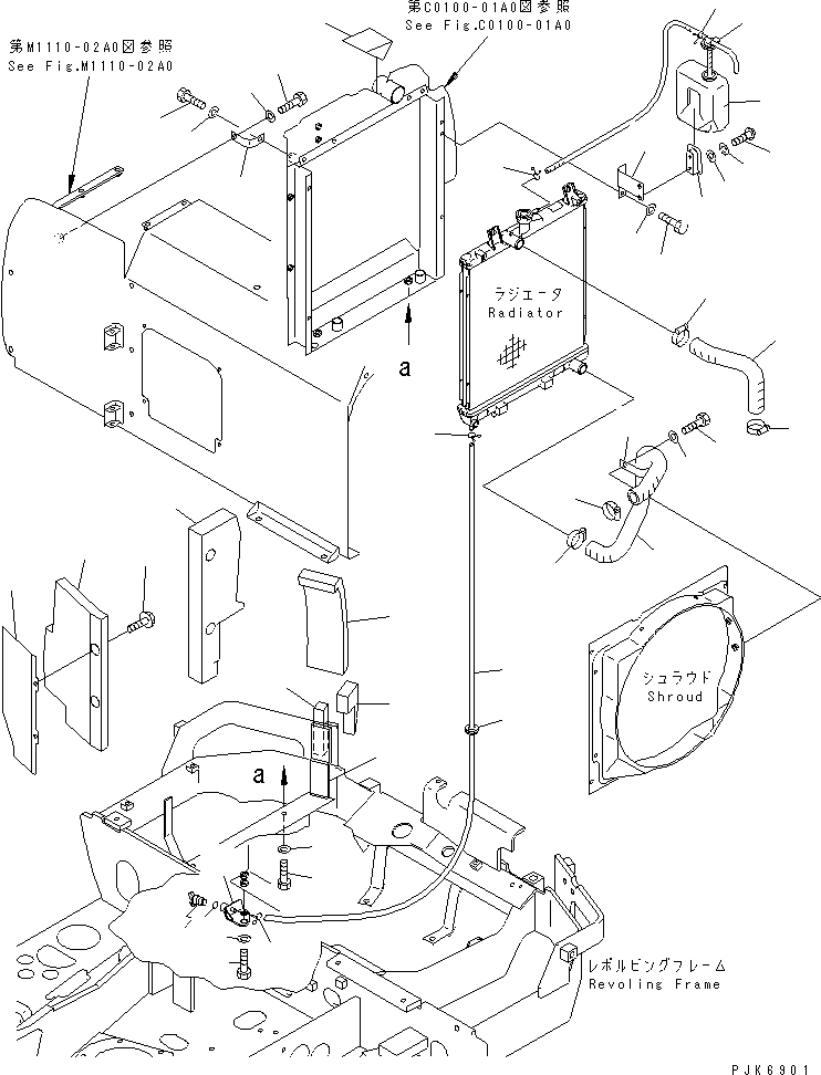 Komatsu parts book diagram for PC35R-8 S/N 35001-UP: COOLING (PIPING AND MOUNTING)(#37410-)