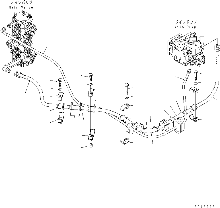 Komatsu parts book diagram for PC35R-8 S/N 35001-UP: DELIVERY LINE (FOR QUICK BREAKER)