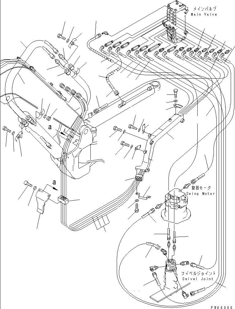 Komatsu parts book diagram for PC35R-8 S/N 35001-UP: ACTUATER LINE (MAIN LINE AND HOSE MOUNTING)(#35001-36887)