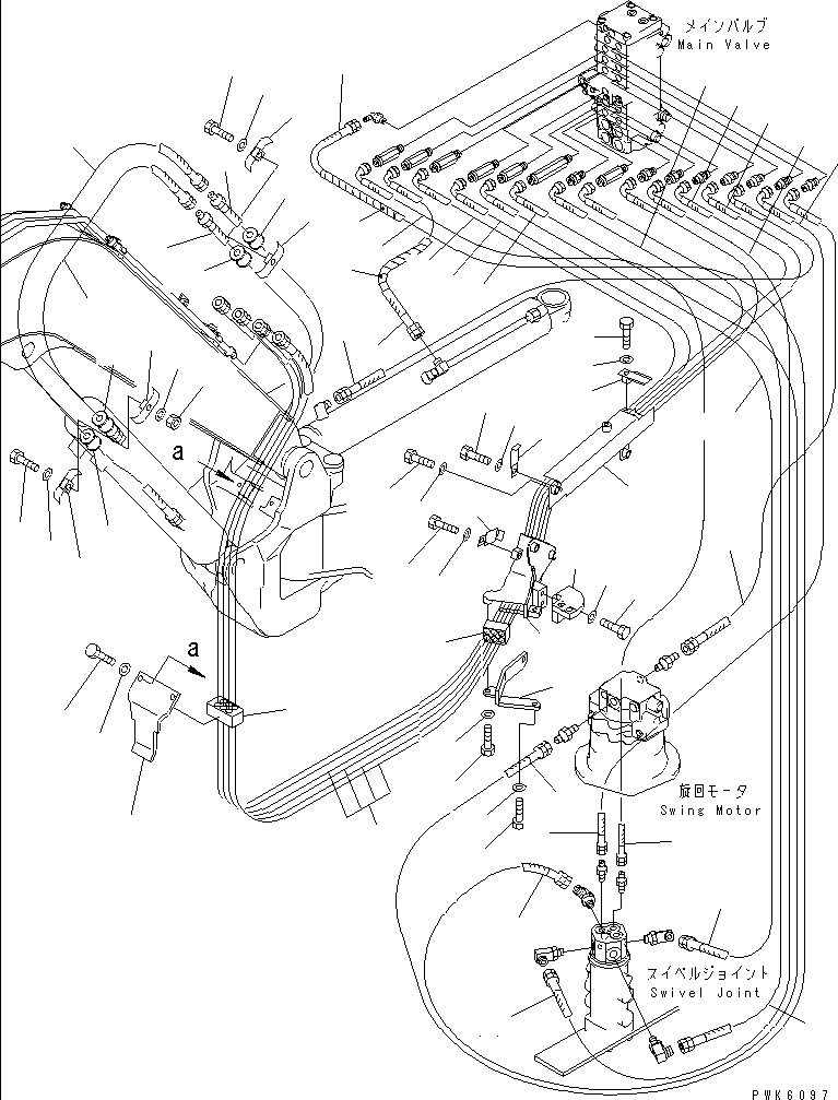 Komatsu parts book diagram for PC35R-8 S/N 35001-UP: ACTUATER LINE (MAIN LINE AND HOSE MOUNTING)(#36888-)