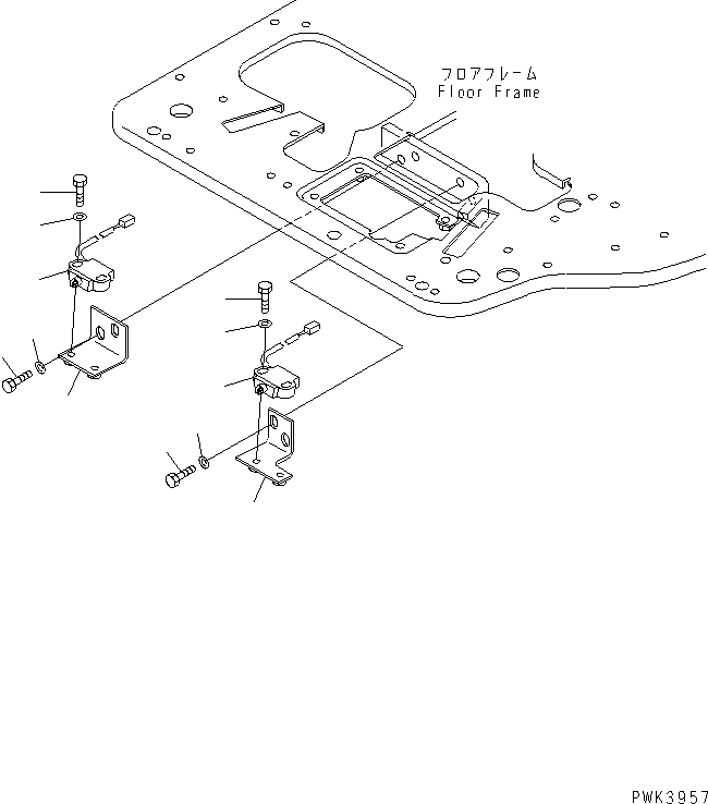 Komatsu parts book diagram for PC35R-8 S/N 35001-UP: FLOOR COVER (TRAVEL ALARM SWITCH) (FOR USA)
