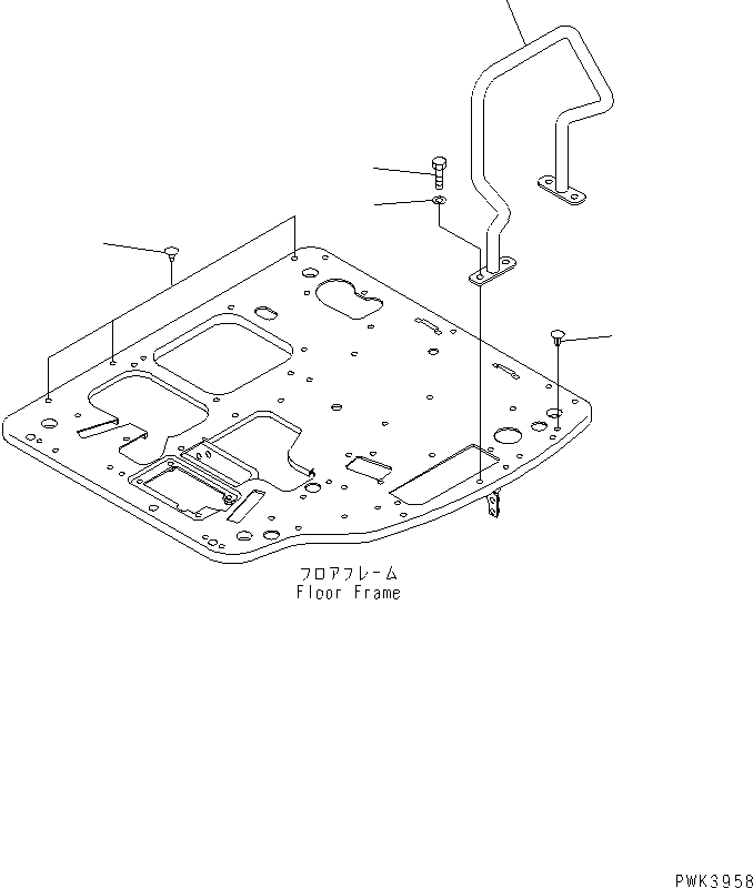 Komatsu parts book diagram for PC35R-8 S/N 35001-UP: HAND RAIL (FOR TOPS CANOPY)