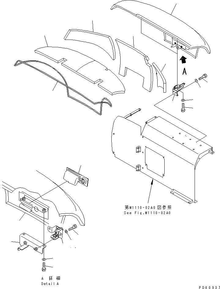 Komatsu parts book diagram for PC35R-8 S/N 35001-UP: HOOD (HOOD)