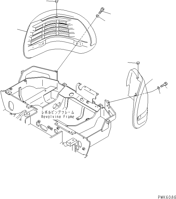 Komatsu parts book diagram for PC35R-8 S/N 35001-UP: SIDE PROTECTOR