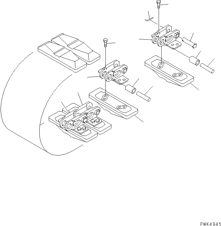 Komatsu parts book diagram for PC35R-8 S/N 35001-UP: RUBBER SHOE (ROAD LINER) (WIDTH 300MM)(#36888-)