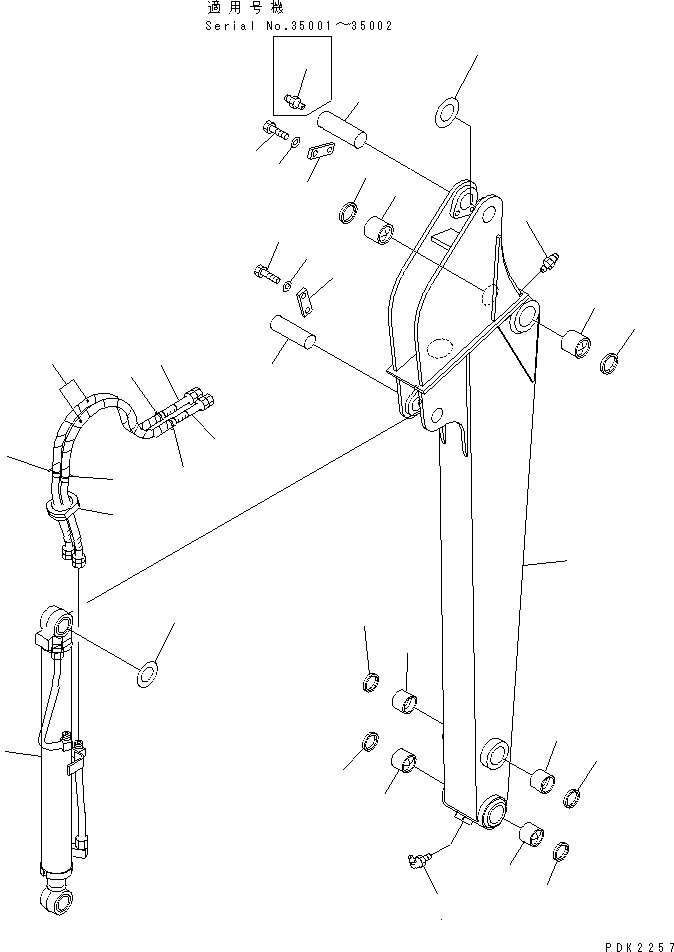 Komatsu parts book diagram for PC35R-8 S/N 35001-UP: ARM