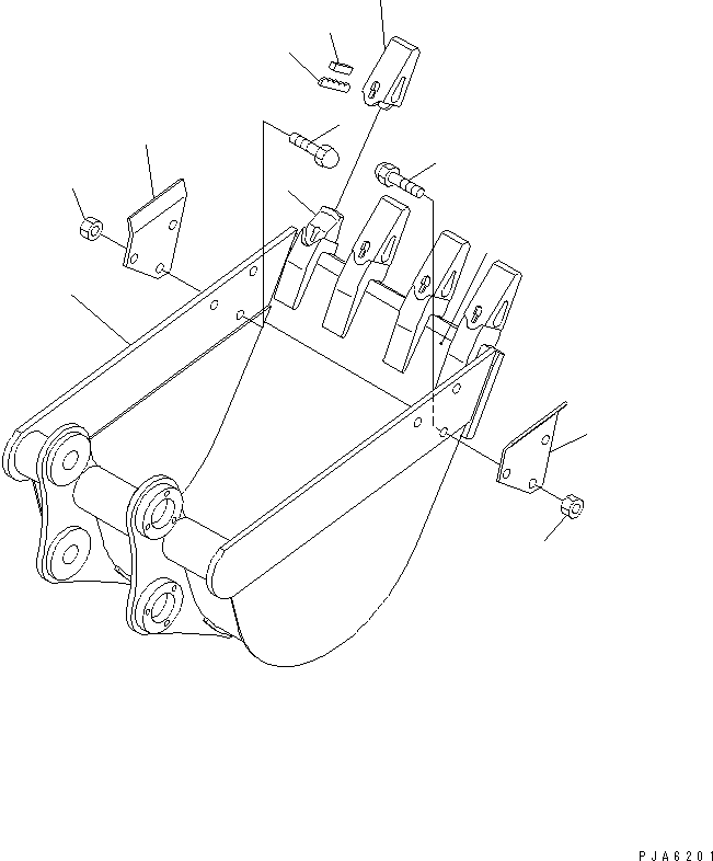 Komatsu parts book diagram for PC35R-8 S/N 35001-UP: BUCKET ? 0.08M3 (MINI 0.14M3) 500MM (VERTICAL PIN TYPE)
