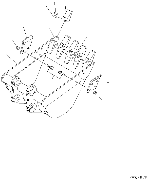 Komatsu parts book diagram for PC35R-8 S/N 35001-UP: BUCKET ? 0.12M3 (MINI 0.22M3) 700MM (VERTICAL PIN TYPE)