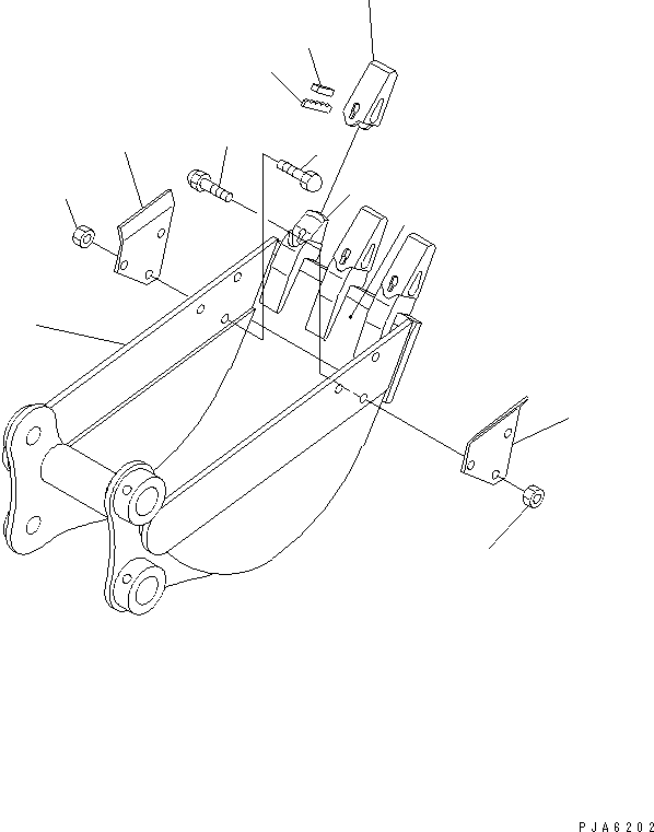 Komatsu parts book diagram for PC35R-8 S/N 35001-UP: BUCKET ? 0.04M3 (MINI 0.07M3) 350MM (VERTICAL PIN TYPE)