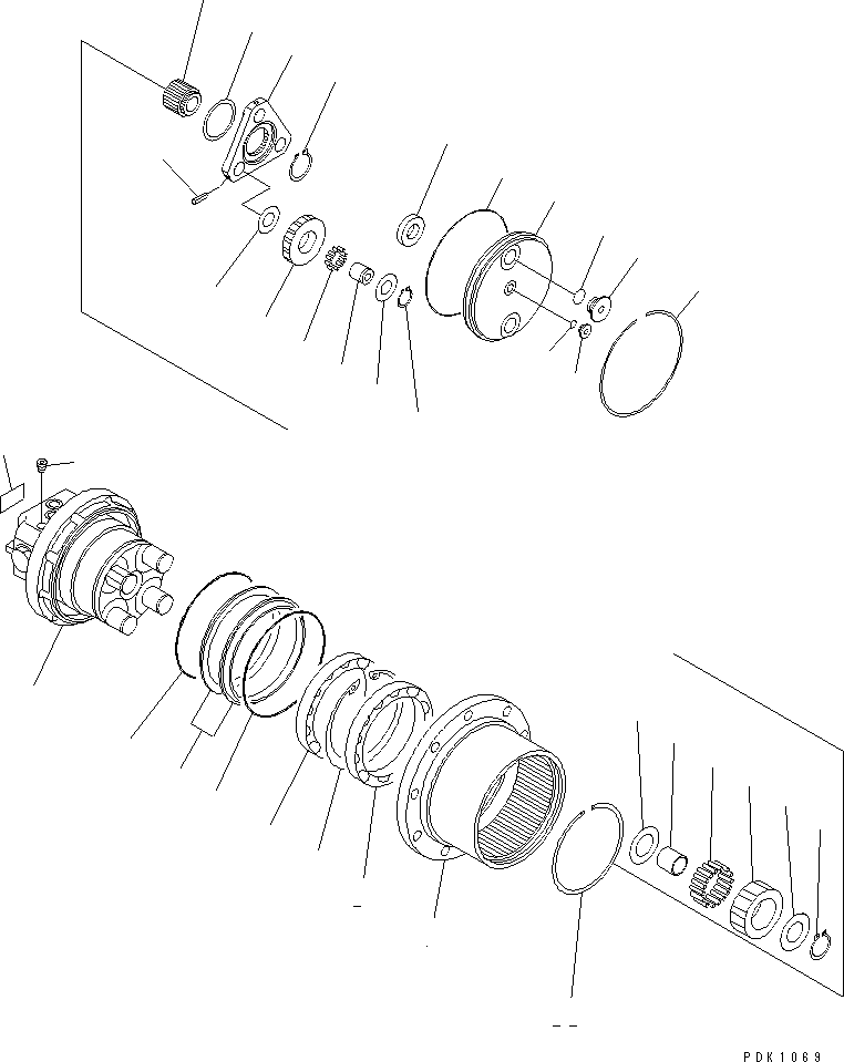 Komatsu parts book diagram for PC35R-8 S/N 35001-UP: TRAVEL MOTOR (1/3)