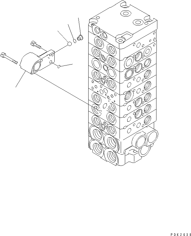 Komatsu parts book diagram for PC35R-8 S/N 35001-UP: MAIN VALVE (8-VALVE) (4/15)