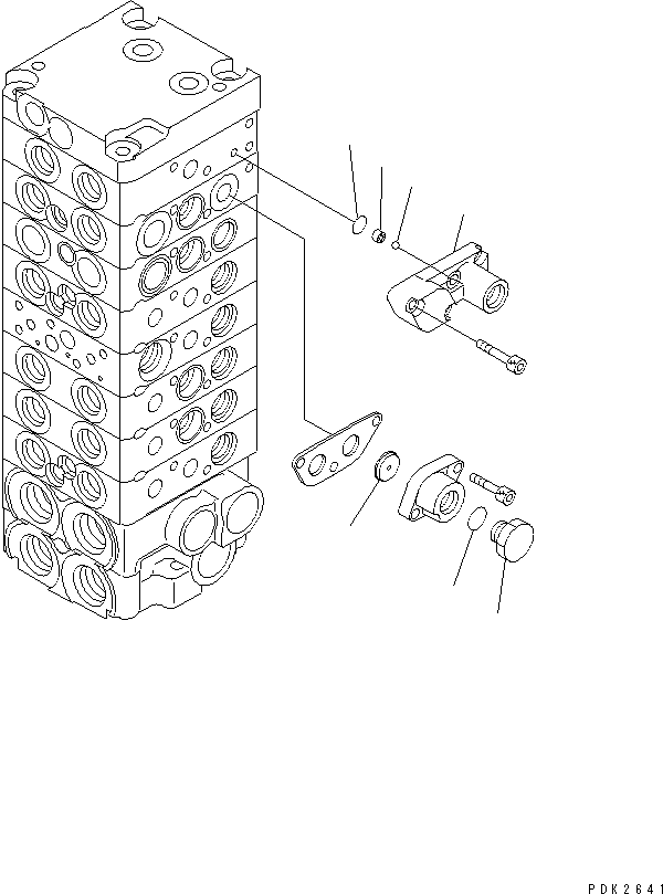 Komatsu parts book diagram for PC35R-8 S/N 35001-UP: MAIN VALVE (8-VALVE) (8/15)