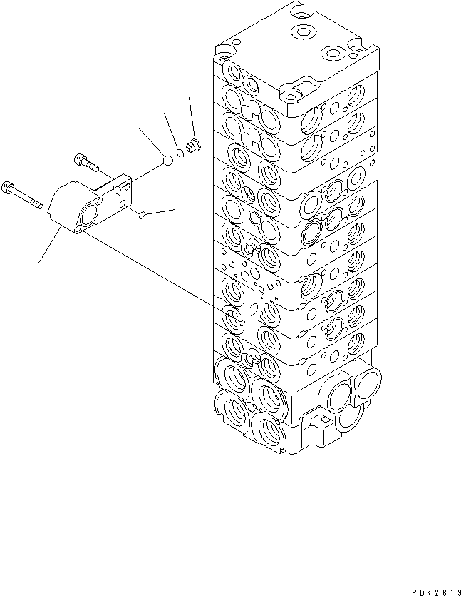 Komatsu parts book diagram for PC35R-8 S/N 35001-UP: MAIN VALVE (10-VALVE) (4/19)