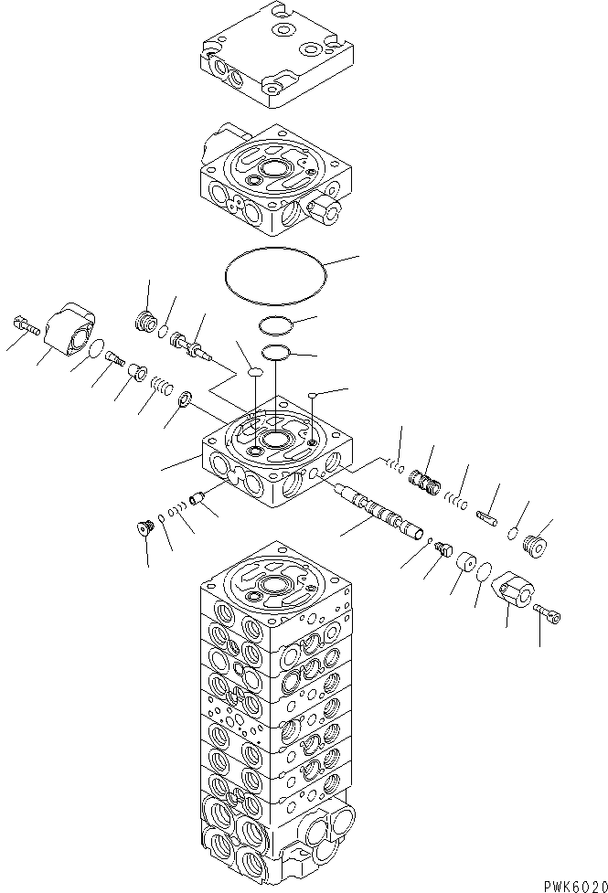 Komatsu parts book diagram for PC35R-8 S/N 35001-UP: MAIN VALVE (10-VALVE) (16/19)
