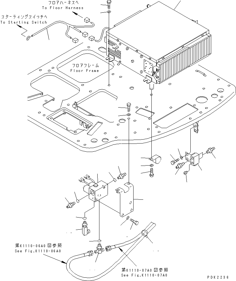 Excavators Komatsu / PC35R-8 S/N 35001-UP(pc35r-8r) / FLOOR FRAME (SOLENOIDE VALVE AND AIR CONDITIONER)(210350 : K1110-09A0)