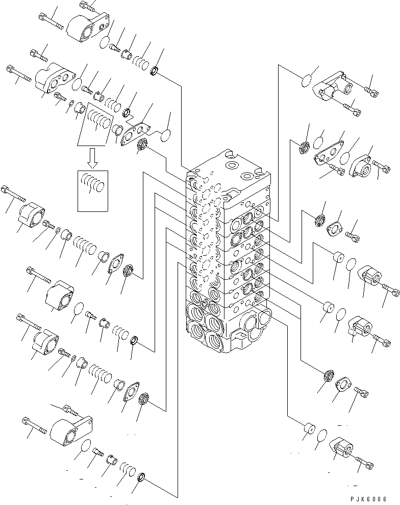 Excavators Komatsu / PC35R-8 S/N 35001-UP(pc35r-8r) / MAIN VALVE (8-VALVE) (6/15)(450620 : Y1660-46A0)