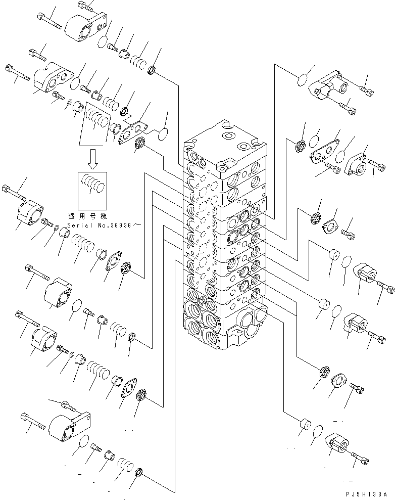 Excavators Komatsu / PC35R-8 S/N 35001-UP(pc35r-8r) / MAIN VALVE (10-VALVE) (6/19)(450940 : Y1664-26A0)