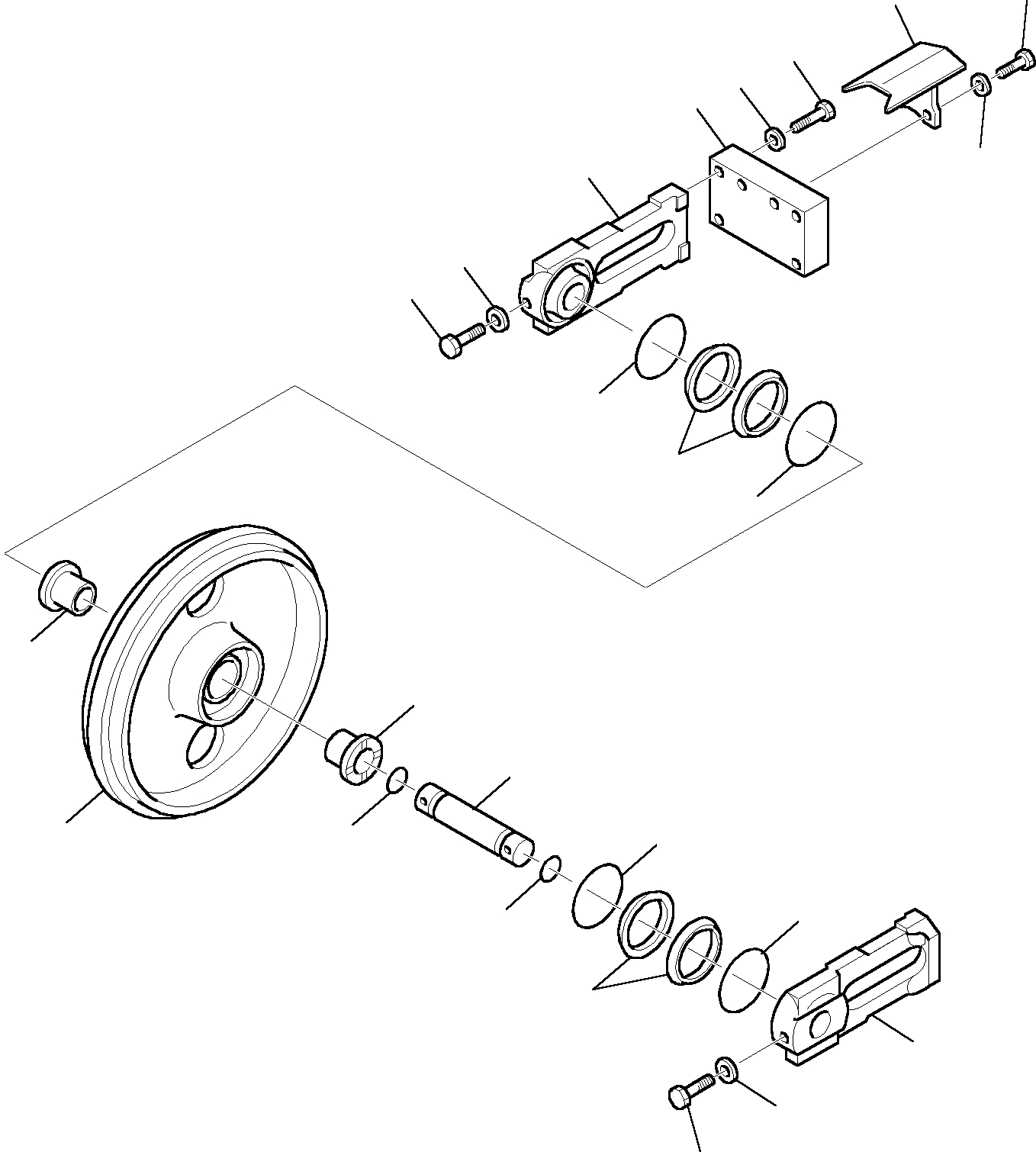 Komatsu parts book diagram for PC35R-8 S/N F20932-Up: IDLER (FOR STEEL SHOE) (1/2)