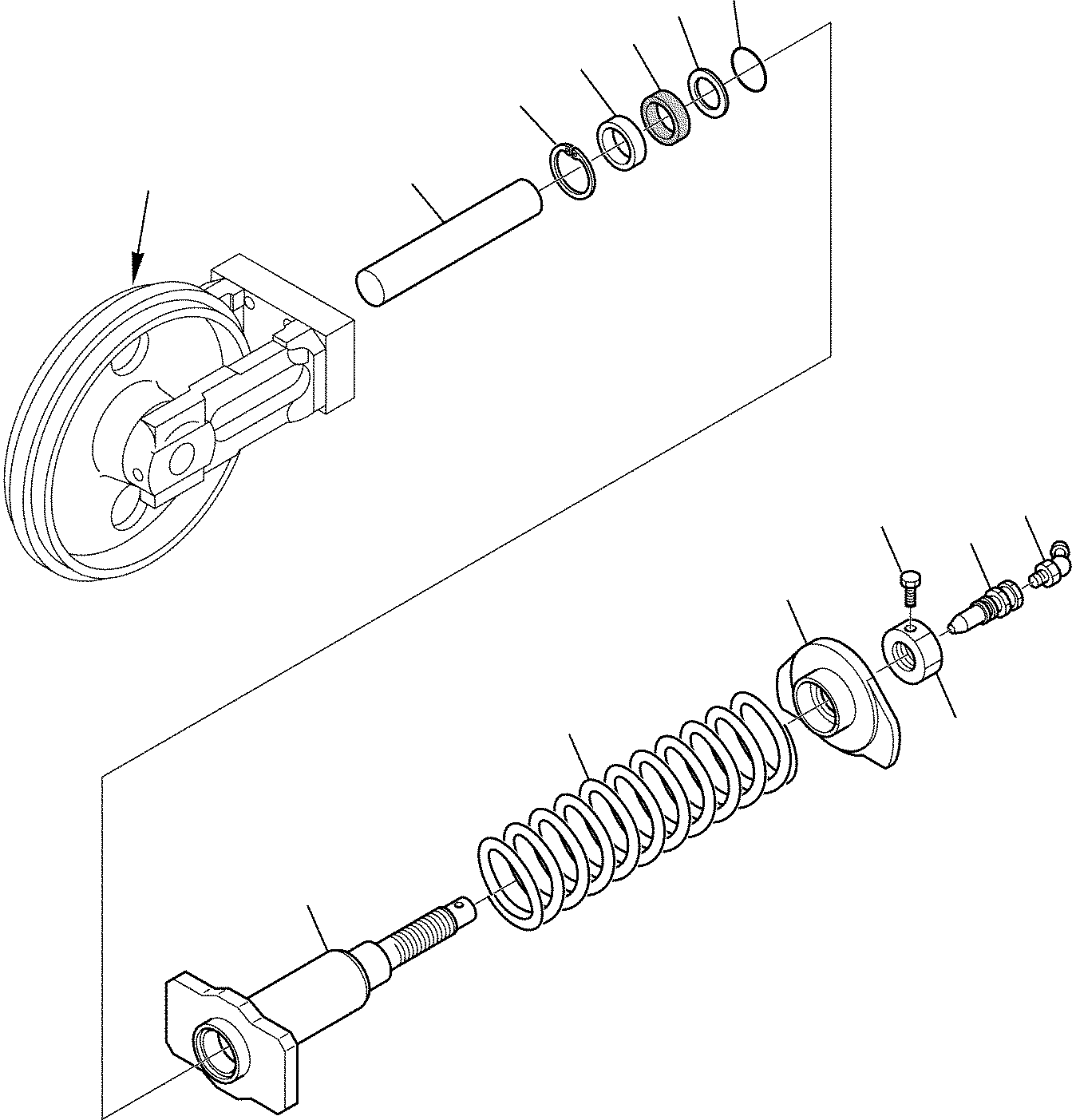 Komatsu parts book diagram for PC35R-8 S/N F20932-Up: IDLER (FOR STEEL SHOE) (2/2)