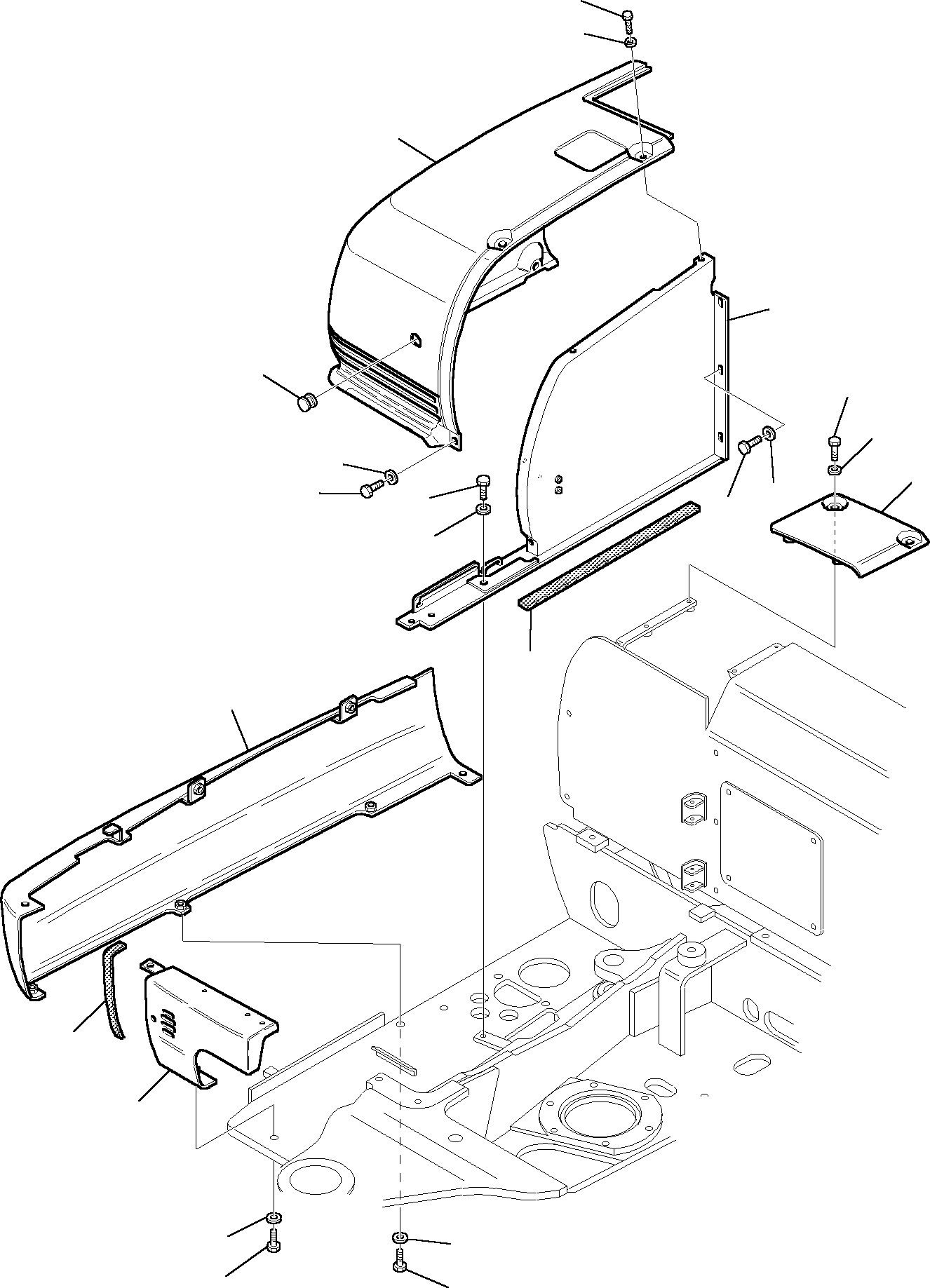 Komatsu parts book diagram for PC35R-8 S/N F20932-Up: RIGHT SIDE COVER