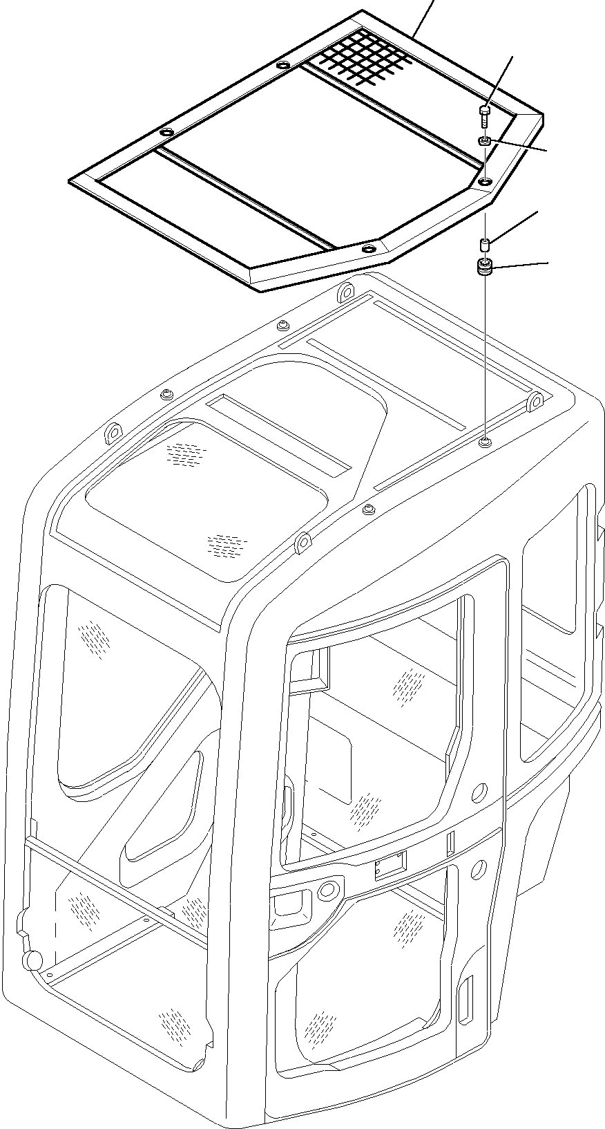 Komatsu parts book diagram for PC35R-8 S/N F20932-Up: TOP GUARD (CABIN)