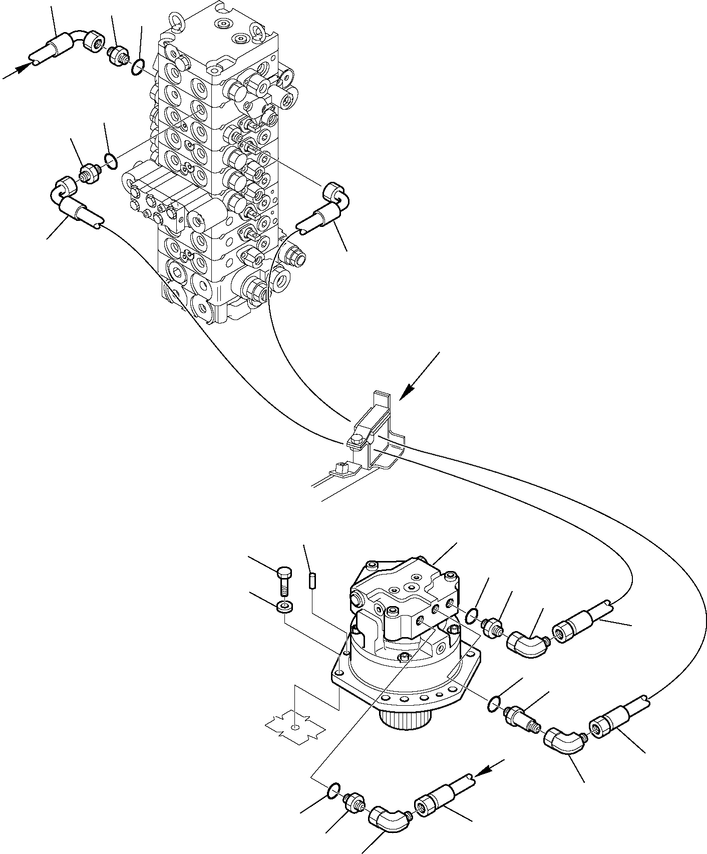 Komatsu parts book diagram for PC35R-8 S/N F20932-Up: HYDRAULIC PIPING (BOOM SWING CYLINDER LINE)