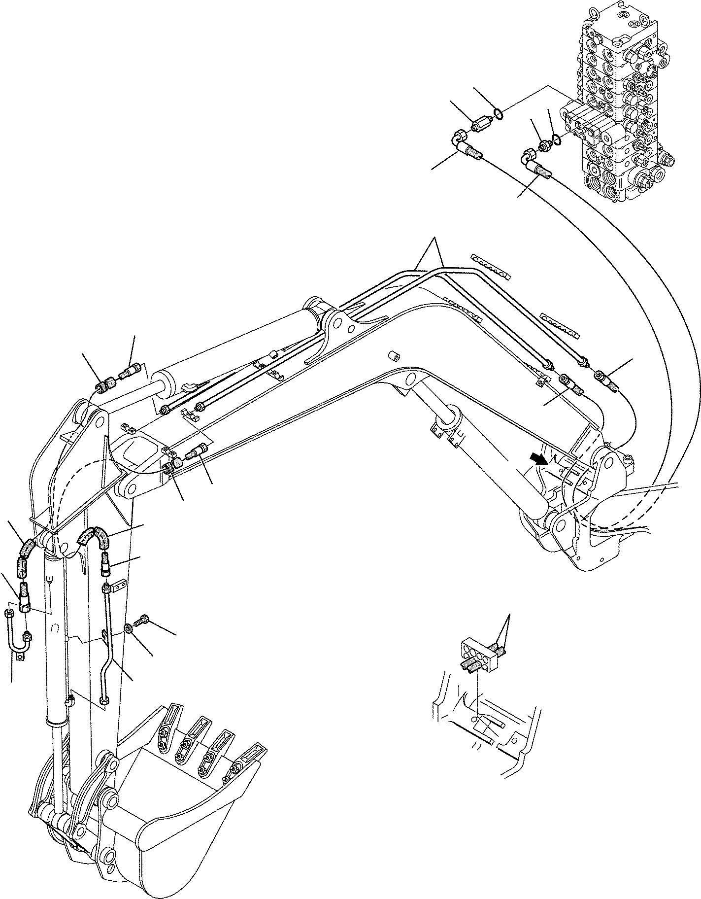 Komatsu parts book diagram for PC35R-8 S/N F20932-Up: HYDRAULIC PIPING (BUCKET CYLINDER LINE)