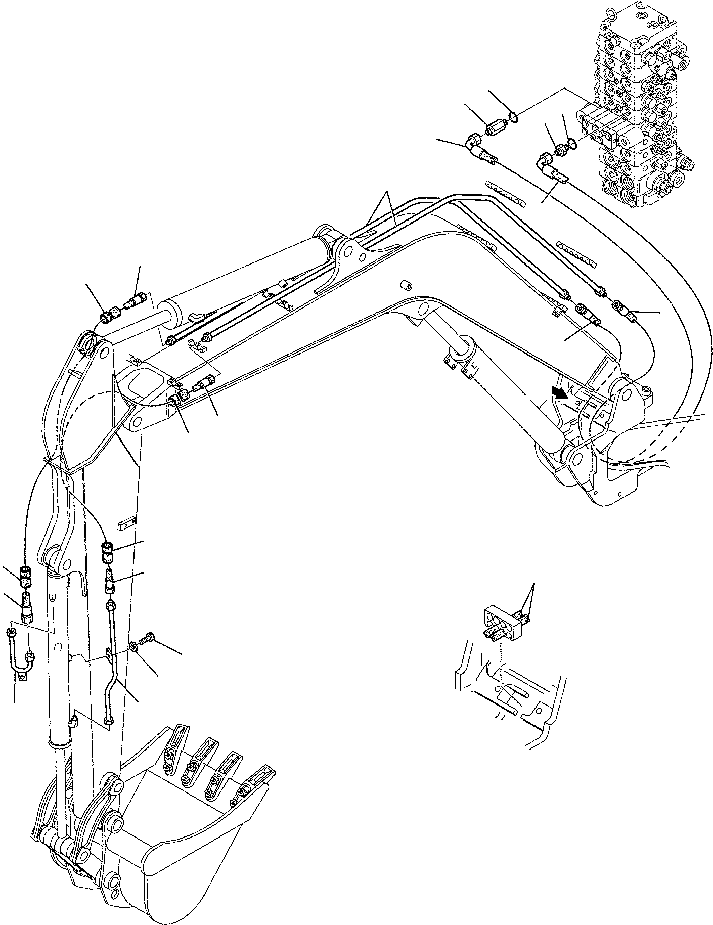 Komatsu parts book diagram for PC35R-8 S/N F20932-Up: HYDRAULIC PIPING (BUCKET) (FOR LONG ARM)