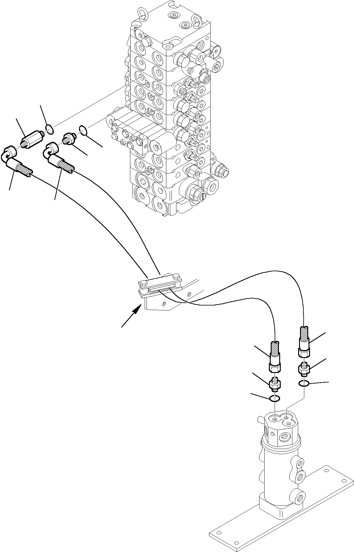 Komatsu parts book diagram for PC35R-8 S/N F20932-Up: HYDRAULIC PIPING (BLADE LINE) (UPPER)