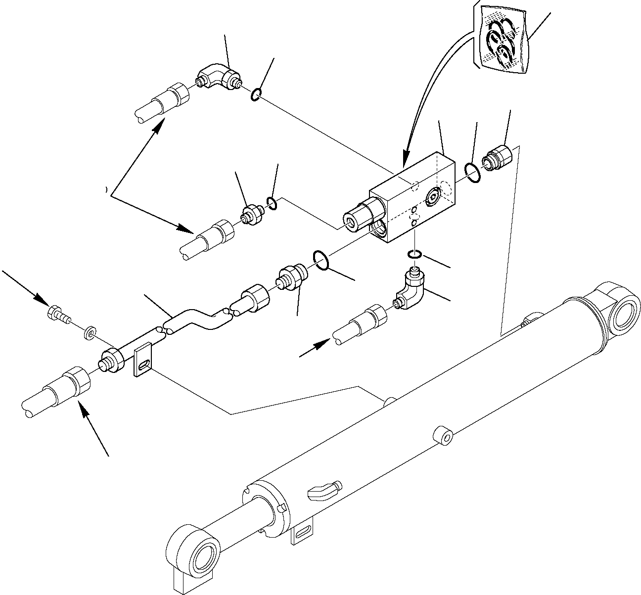 Komatsu parts book diagram for PC35R-8 S/N F20932-Up: HYDRAULIC PIPING (BOOM CYLINDER LINE) (SAFETY VALVE) (1/3)