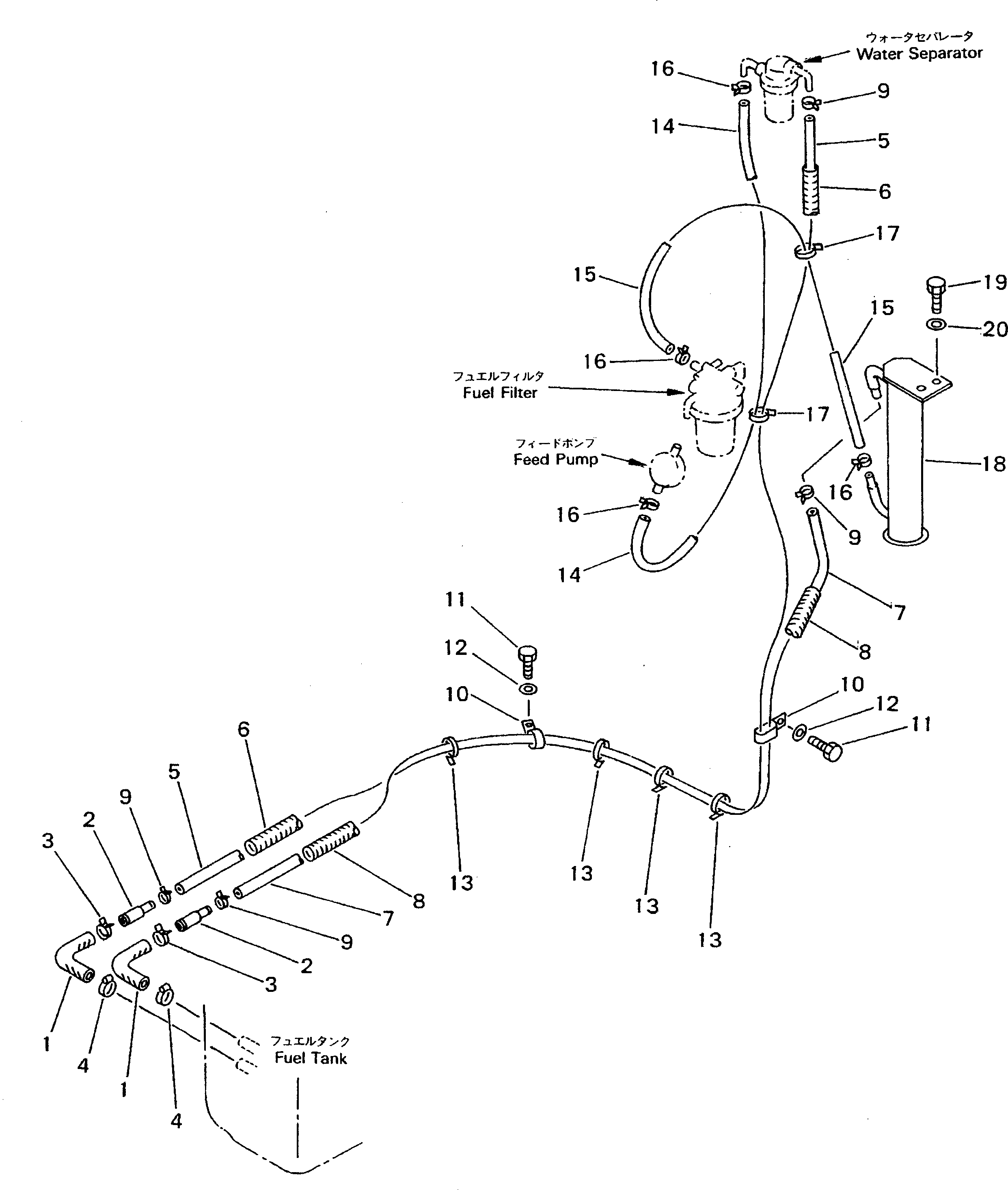 Komatsu parts book diagram for PC38UU-2 S/N 3001-UP: FUEL TANK (FUEL LINE)
