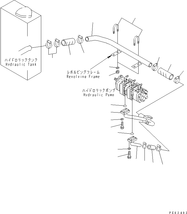 Komatsu parts book diagram for PC38UU-2 S/N 3001-UP: SUCTION LINE(#3001-4482)