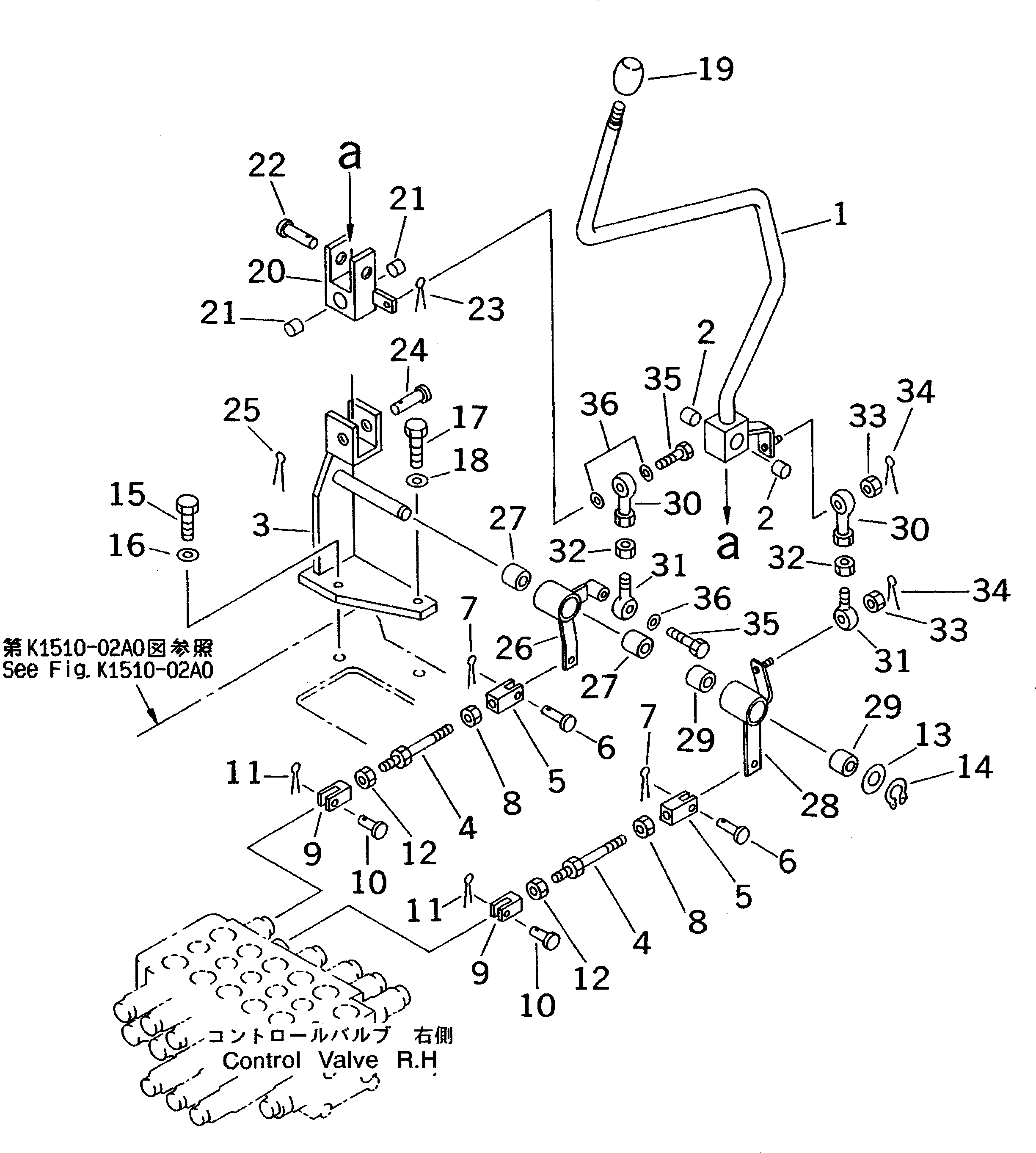 Excavators Komatsu / PC38UU-2 S/N 3001-UP(pc38uu-c) / WORK CONTROL (BLADE CONTROL) (FOR POWER TILT MECHANICAL ANGLE)(210370 : K1510-03A4)
