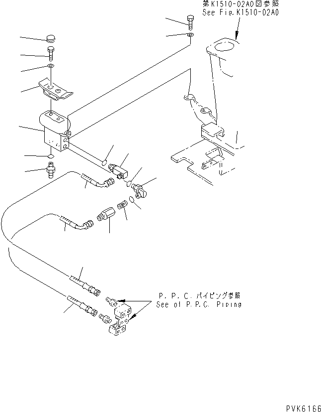 Excavators Komatsu / PC38UU-2 S/N 3001-UP(pc38uu-c) / WORK CONTROL (OFFSET PIPING)(#3001-4482)(210450 : K1510-09A0)