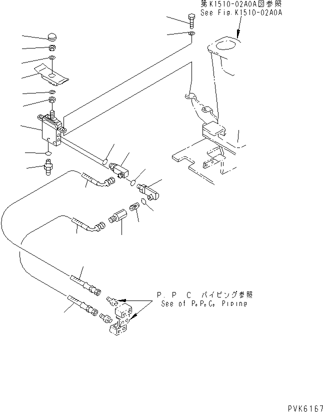 Excavators Komatsu / PC38UU-2 S/N 3001-UP(pc38uu-c) / WORK CONTROL (OFFSET PIPING)(#4483-)(210460 : K1510-09A0A)
