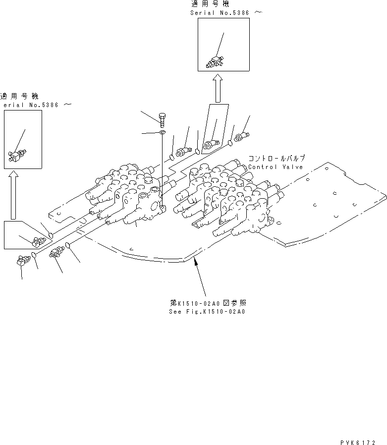 Excavators Komatsu / PC38UU-2 S/N 3001-UP(pc38uu-c) / WORK CONTROL (MOUNT AND ELBOW) (FOR R.H. VALVE)(210510 : K1510-11A0)