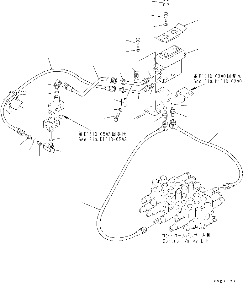 Excavators Komatsu / PC38UU-2 S/N 3001-UP(pc38uu-c) / WORK CONTROL (ATTACHMENT CONTROL PIPING)(210530 : K1510-13A3)