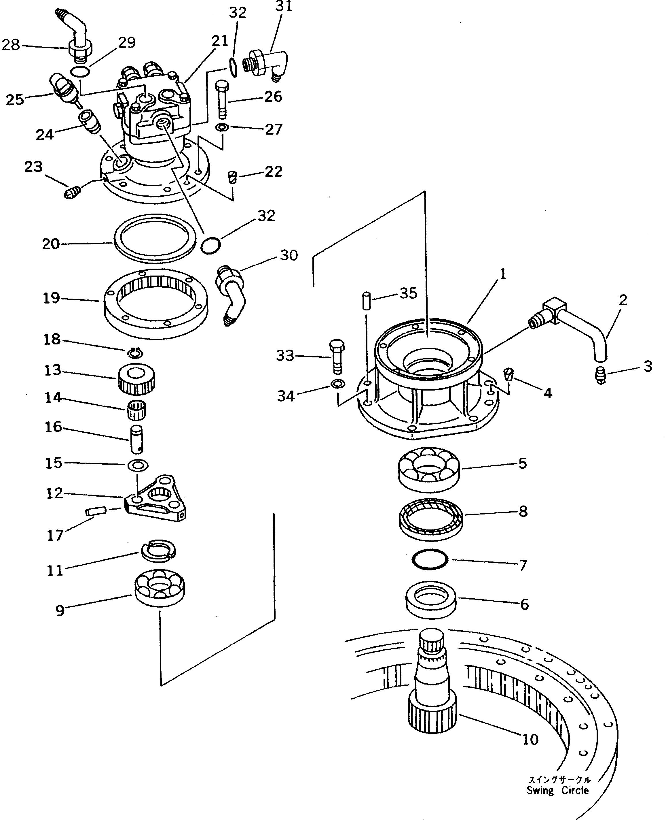 Komatsu parts book diagram for PC38UU-2 S/N 3001-UP: SWING MACHINERY AND MOTOR (SWING MACHINERY)(#3001-5385)