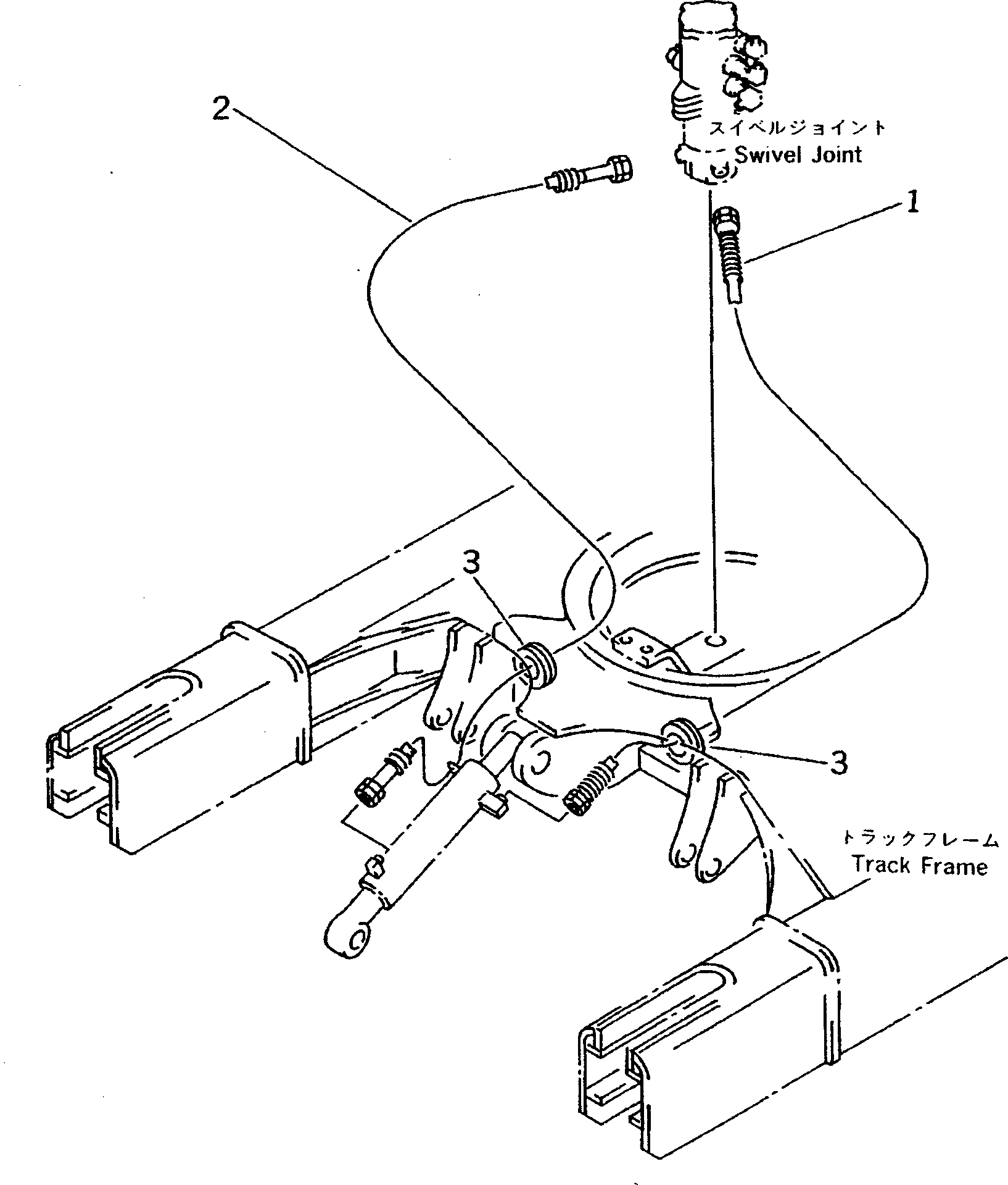 Komatsu parts book diagram for PC38UU-2 S/N 3001-UP: LOWER HYDRAULIC LINE (BLADE CYLINDER LINE)