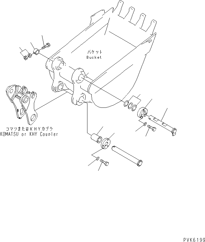Komatsu parts book diagram for PC38UU-2 S/N 3001-UP: BUCKET PIN (MULTI CHANGE) (FOR KHY CUPLER)(#4483-)