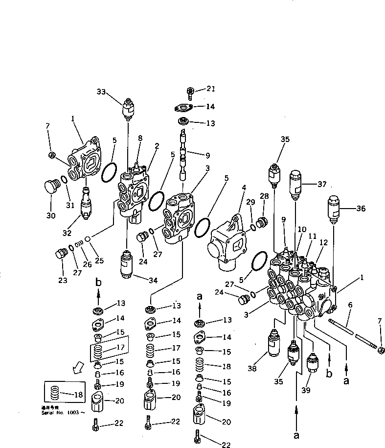 Excavators Komatsu / PC38UU-1 S/N 1001-UP(pc38uu-r) / 6-SPOOL CONTROL VALVE (1/3)(180060 : 6201)