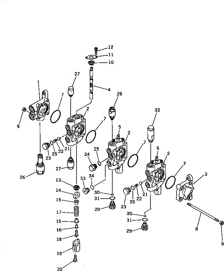 Excavators Komatsu / PC38UU-1 S/N 1001-UP(pc38uu-r) / 3-SPOOL CONTROL VALVE (1/2)(180090 : 6211)