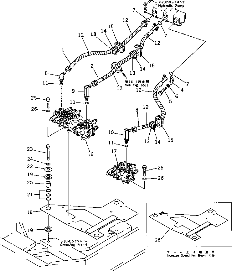 Excavators Komatsu / PC38UU-1 S/N 1001-UP(pc38uu-r) / HYDRAULIC PIPING (PUMP TO VALVE)(180190 : 6503)
