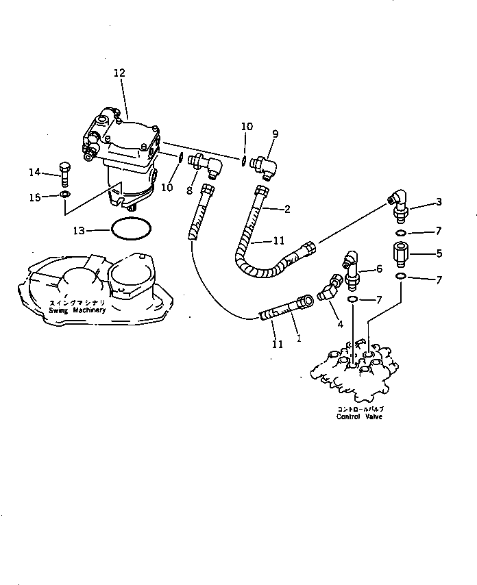 Excavators Komatsu / PC38UU-1 S/N 1001-UP(pc38uu-r) / HYDRAULIC PIPING (SWING MOTOR LINE)(180230 : 6521)