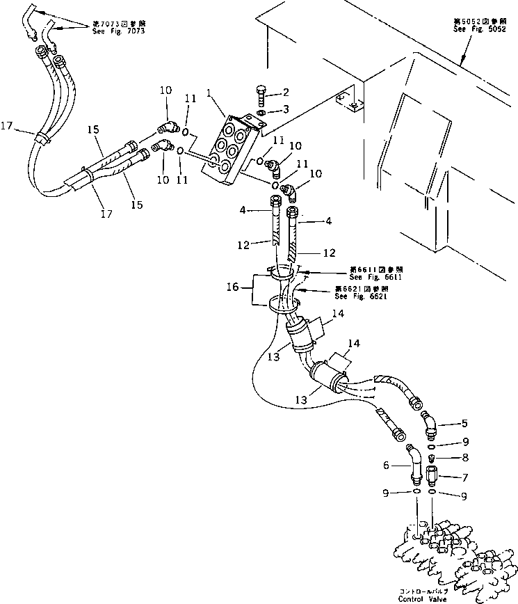Excavators Komatsu / PC38UU-1 S/N 1001-UP(pc38uu-r) / HYDRAULIC PIPING (BOOM OFFSET CYLINDER LINE) (CHASSIS SIDE)(180260 : 6605)