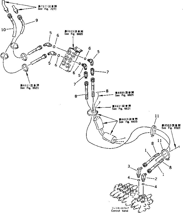 Excavators Komatsu / PC38UU-1 S/N 1001-UP(pc38uu-r) / HYDRAULIC PIPING (ARM CYLINDER LINE) (CHASSIS SIDE)(180270 : 6611)