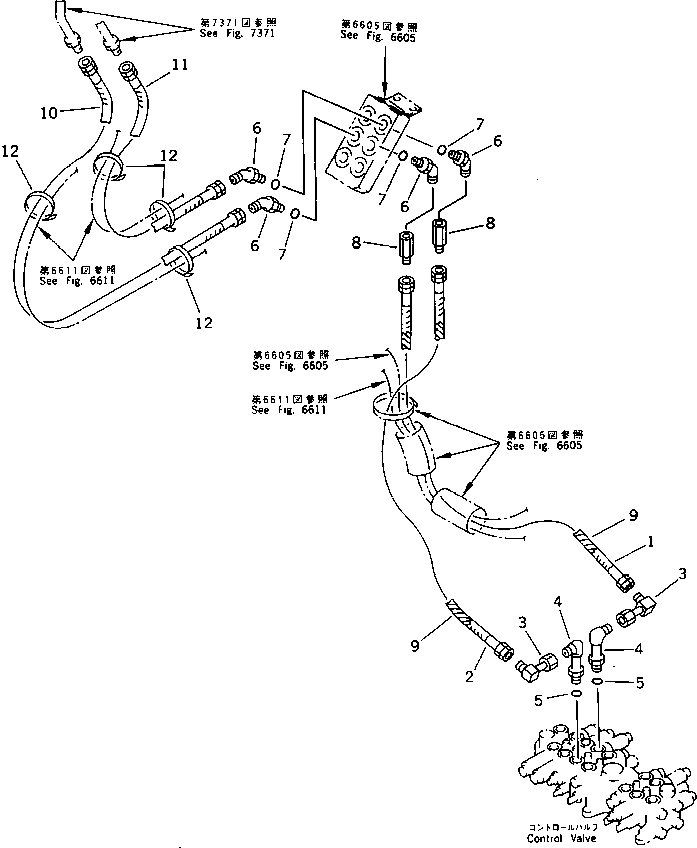 Excavators Komatsu / PC38UU-1 S/N 1001-UP(pc38uu-r) / HYDRAULIC PIPING (BUCKET CYLINDER LINE) (CHASSIS SIDE)(180280 : 6621)